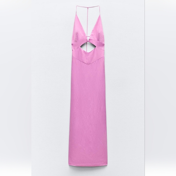 ZARA SATIN EFFECT CUT OUT DRESS - Picture 6 of 8